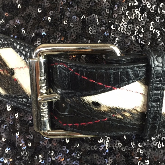 Michael Kors Small Black Argyle Pony Hair belt - Picture 3 of 8